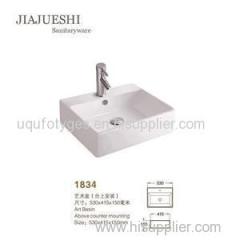 Modern Ceramic Square Basin Square Series Single Tap Hole Bathmate Bathroom Design Above Counter Art Basin