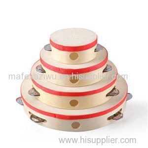 Professional 8 Inch Ribbon Sheepskin Tambourine With Metal Rings