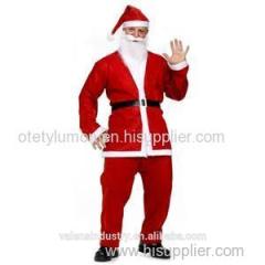 Non Woven Fabric Santa Claus Christmas Costume For Men 5pcs Set Santa Suits Christmas Cloth