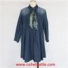 Women Collared Jean Shirt Dress Stylish Button Front Loose Denim Dress With Sleeves For Ladies