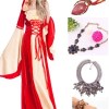 Women Renaissance Medieval Retro Peasant Bodice Cosplay Costume Over Dress