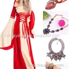 Women Renaissance Medieval Retro Peasant Bodice Cosplay Costume Over Dress