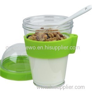 12 Ounce Cold Yogurt Breakfast On The Go With A Spoon And Silicone Holder