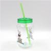 BPA Free Single Wall Plastic Mason Jar With Plastic Lid And Handle