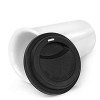 11Ounce Ceramic Double Wall Thermal Coffee Tumbler White W/ Black Silicone Lid