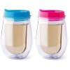 Double Wall Insulated 10 Oz Tumbler Stemless Wine Glass With Lid