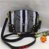 PU Leather Women Bowler Bags In Black And White Pattern