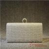 PU Leather Women Rectangular Mesh Grid Evening Clutches With Ring Lock