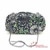 PU Leather Women Evening Bag Covered With Flower Rhinestones