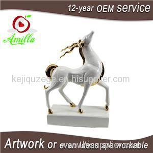 Decorative White With Golden Polyresin Deer For Home Table Decorations