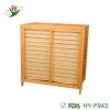 Household Essentials Natural Bamboo Open Slats Laundry Hamper With Hinged Lid And Cotton Liner