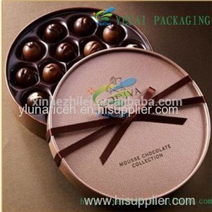 Promotional Eco-Friendly Paper Cardboard Round Food/Candy/Chocolate Boxes With Logo Gold Stamping