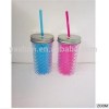 BPA Free Double Wall Plastic Kids Water Bottle Straw Insluated Mug 450ml