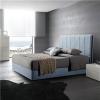 Super King Fabric Gas Lift Ottoman Storage Bed Frame With Headboard