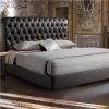 Latest Design Tufted King Size Black Leather Upholstered Bed