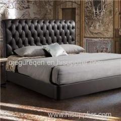 Latest Design Tufted King Size Black Leather Upholstered Bed