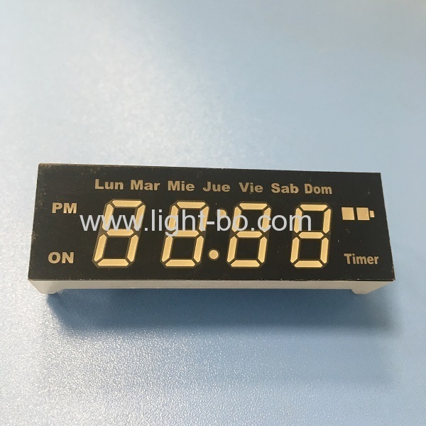 Customized yellow / green 4 digit 7 Segment led clock display common anode for digital timer control