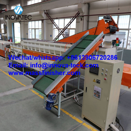 Longitudinal vibratory finishing machine Continuous