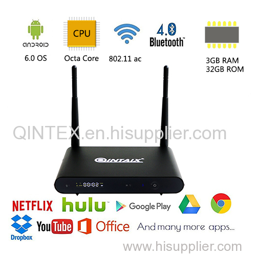 Amlogic S912 4k Android tv box 3g+32G QINTAIX tv box with Dual wifi Bluetooth and OTA