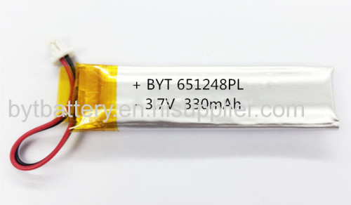 651248 3.7V 330mAh rechargeable polymer battery with IEC62133 and battery directive