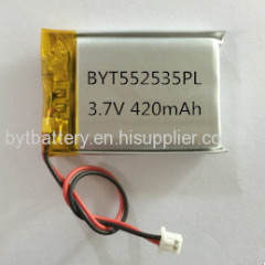 UL Approved 552535 3.7V 420mAh Lithium-polymer Battery for Medical Devices