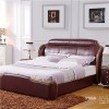 Wood Decoration Genuine Leather Soft Bed