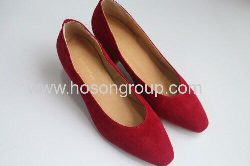 Plain toe suede fashion lady dress shoes