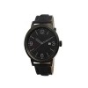 Mens Watches All Black Leather Strap Metal Quartz Mechanism Watch