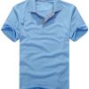 Half Button Short Sleeve Plain Polo Shirt