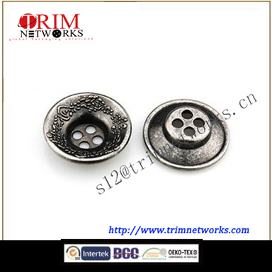 Alloy fashion metal button maker 34MM HVB anti nickle concave shapped with flower pattern button
