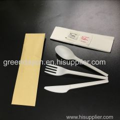 100% biodegradable compostable CPLA cutlery set knife fork spoon