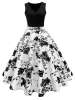 AW FASHION Vintage Print A Line High Waisted Dress