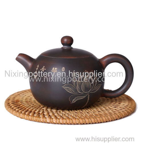 Round Purple Clay Teapot Nixing Pottery Pot Pure Handmade Qinzhou Local Pottery Tea Pot