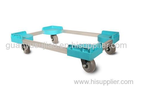 Custom size noiseless steel flame plastic moving dolly for plastic container