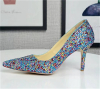 Colorful rhinestone women high heel dress shoes