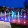 Dry land kid play colorful music fountain