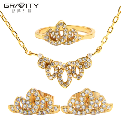 18k gold plated african beads cz jewelry set for wedding