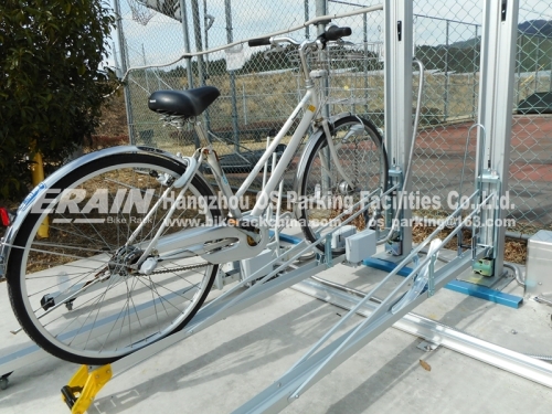 Theft proof double decker bike rack with intelligent lock