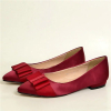 Red bowtie pointy toe flat women dress shoes