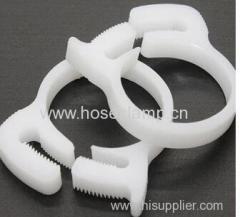 Plastic hose clamp for soft tube and connector