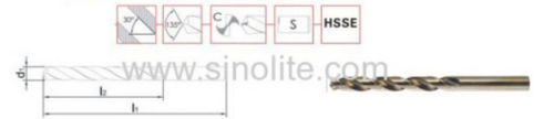 HSS Cobalt5% Twist Drill Bit DIN340 fully ground Split point 135 degrees, Copper color