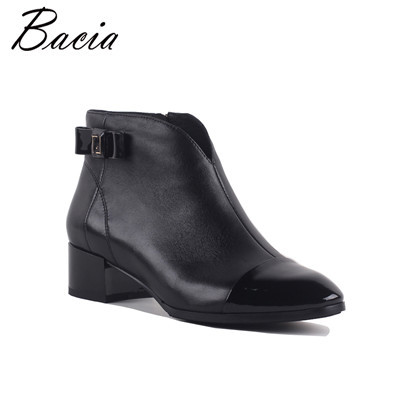 Sheepskin Shoes Women Leather Pointed toe Ankle boots