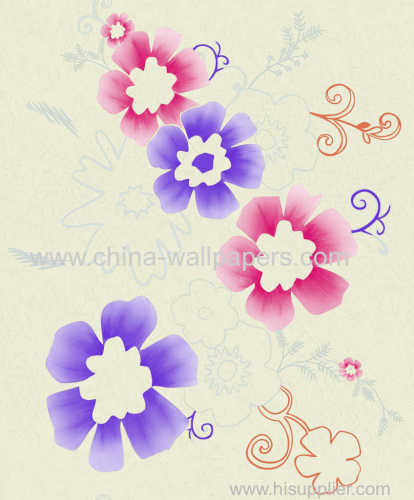 fashion vinyl Abstract flowers wallpaper