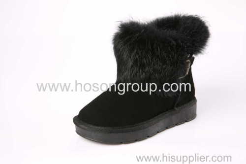 Soft fur and rivets kids ankle snow boots