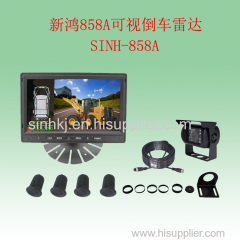 7 inch car monitor truck parking sensor system with reverse camera and 4 wateproof sensors