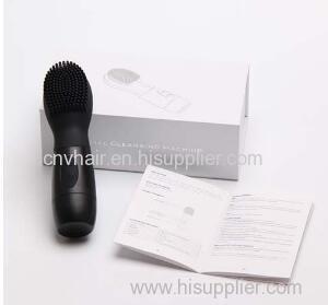 Black CNV Electric Ultrasonic Face Cleansing Facial Brush Silicone Facial Brush Cleanser and Massager