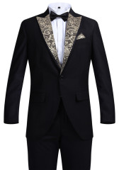 Men's Suits Golden Pattern Slim Fit Suits Business Suits 3 Piece