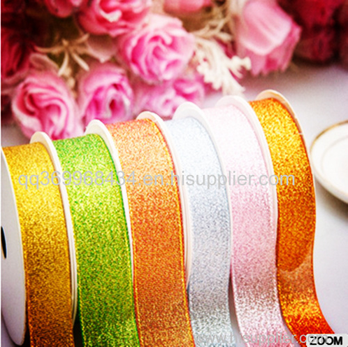 4.5 Gift pull Pom Pom Bow with Crimped metallic ribbon and PP raffia for packing and decoration