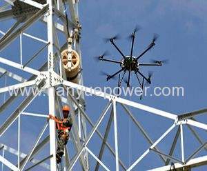 UAV Six Rotor Drone for 70mm2 Power Cable Stringing and 35mm Aerial Power Cable Inspection in PowerTransmission Lines