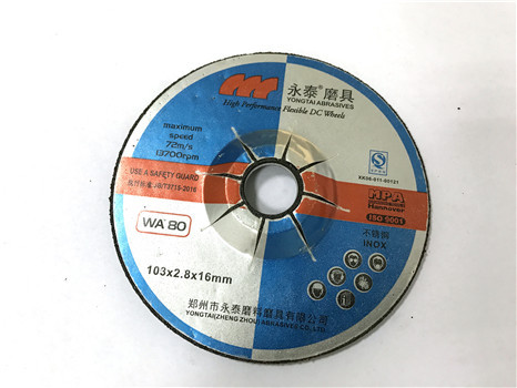 4 Inches 103x2.8x16mm T27 Stable and High Efficiency Depressed Center Flexible Grinding Wheels for Stainless Steel
